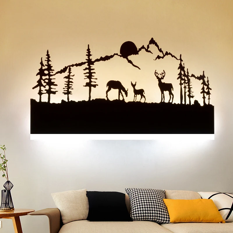

Romantic Wall Lamp personality creative LED creative painting 110-240v decoration modern black wall lights bed room animal wall