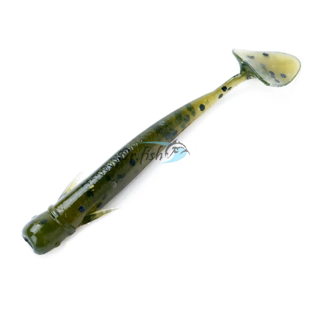 12X" YOSHIKAWA силиконовый Crappie окунь весло для рыбалки хвост приманка LRF маленький джиг софтбейт - Цвет: Olive