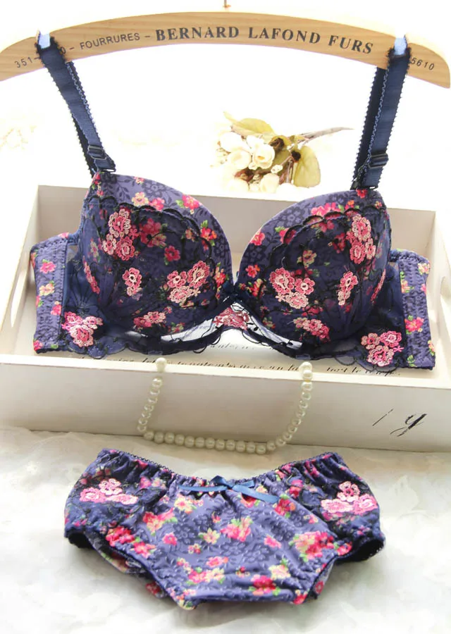 New Arrival Push Up Women's Underwear Set Vintage Sexy Bra Brief Set