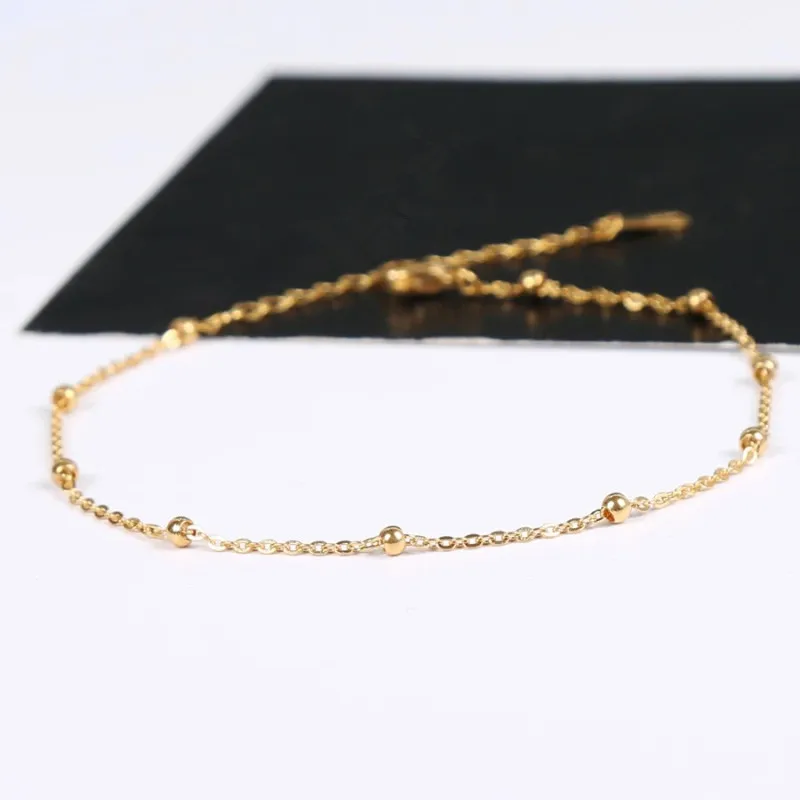 

Classic Silver Gold Rose Gold Color Anklet Women Link Chains Beads Ankle Bracelet Cheville Foot Jewelry High Quality Never Fade