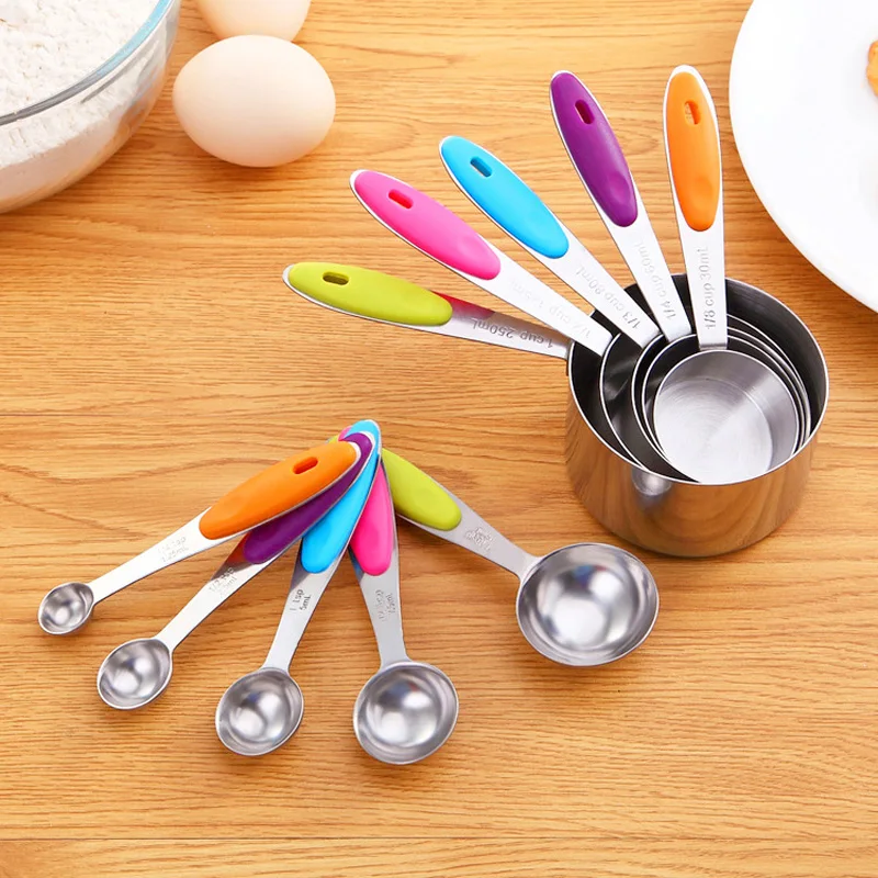 Measuring Cups Spoons Set Stainless Steel Cups and Kitchen Silicone Measuring Spoons Measuring Cups Spoons Set Stainless Steel Cups and Kitchen Silicone Measuring Spoons