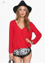 GDA. New Fashion Women Clothing Spring & Autumn Chiffon Blusas Leisure Loose XXL Shirt Long Sleeve V-neck Femininas OL Blouses F