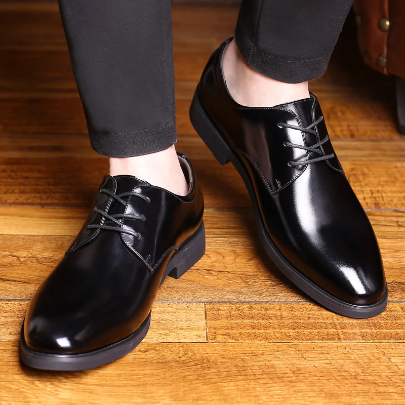 

Men's Leather Shoes Men's Leather Summer 2018 New Men's Business Dress Korean Style Casual Black Leather Shoes