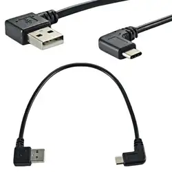 Двойной локоть Тип-C USB к USB-A мужской USB3.1 Тип C мужчина 90 градусов влево вправо, Угловой Соединитель Короткие 25 см для Мощность bank кабель