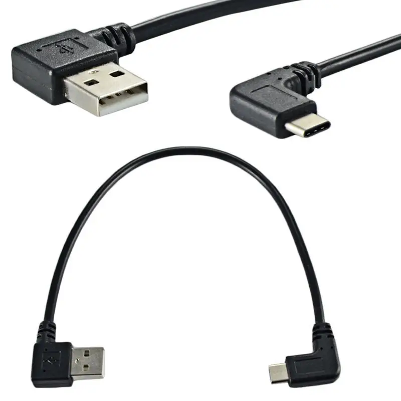 

Double elbow Type-C USB to USB-A male USB3.1 Type C Male 90 Degree Left Right Angled connector short 25cm for Power bank cable