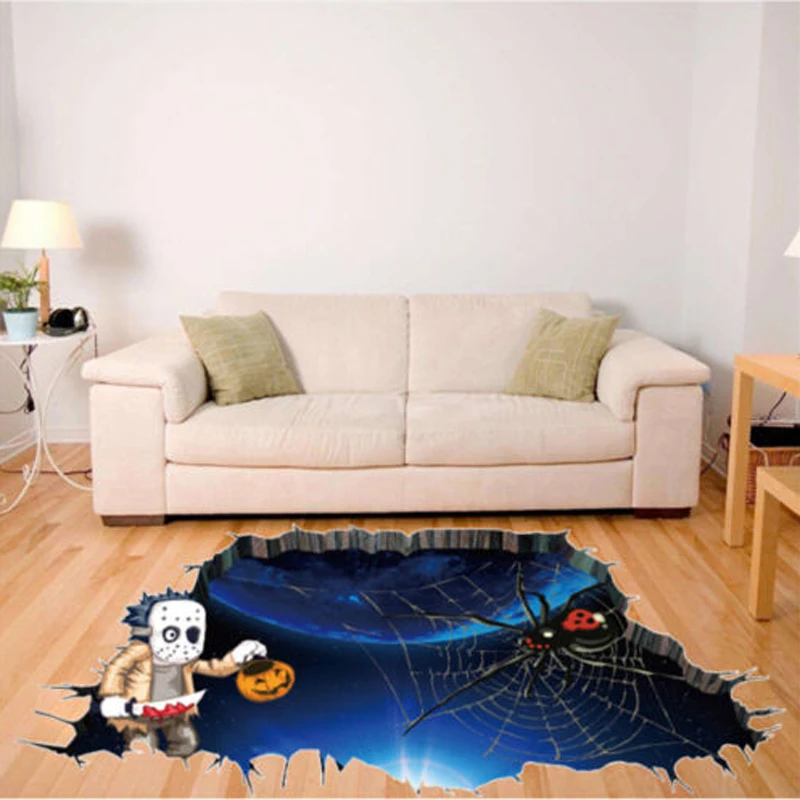 2018 New 3D Vision Broken Floor Wall Sticker Halloween Horror Decal Room Decor 2 Styles