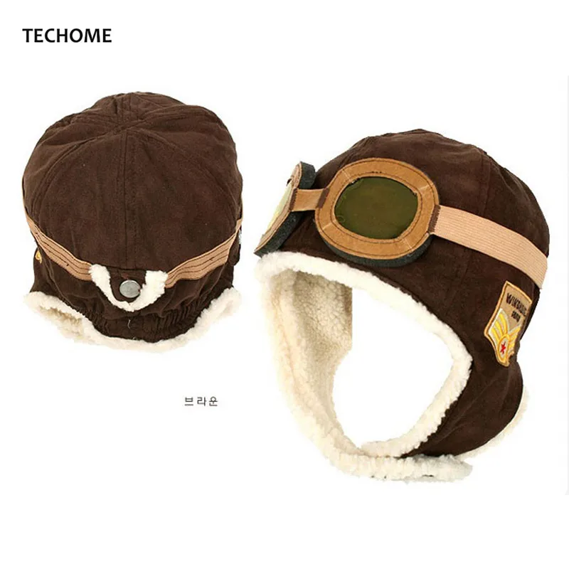 Baby Hat Autumn Winter Child Pilot Hat Protect Ear Cap Fashion Glasses Hats For 3 Months To 5 Years Old Kids Head Accessories