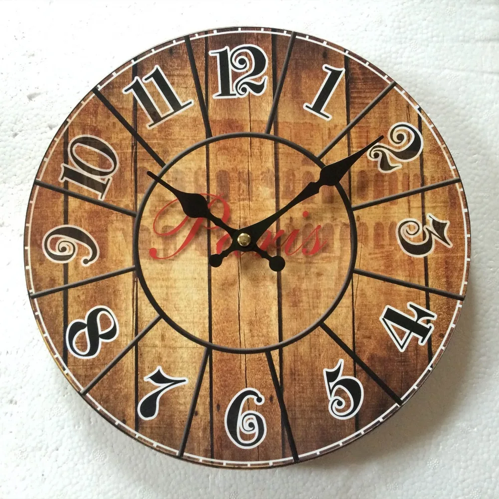 Free Shipping Fashion Paris Clocks France Paris Antiqued Digital Wood Clock 10'inch Home