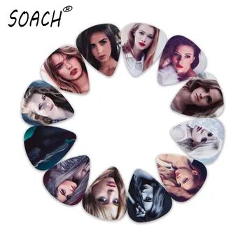 

SOACH 10pcs 3 kinds of thickness new guitar picks bass Sexy female star pictures high quality print Guitar accessories