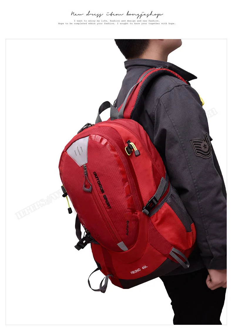 Hot Sale Red/green/balck 40L Outdoor Mountaineering Bags Water Nylon Shoulder Bag Men And Women Travel Hiking Camping Backpack