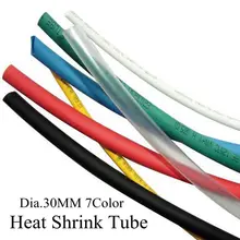 30 мм красный зеленый желтый синий черный белый прозрачный Ассорти термоусадочная трубка обмотка изоляция проводов рукав нагревательный кабель