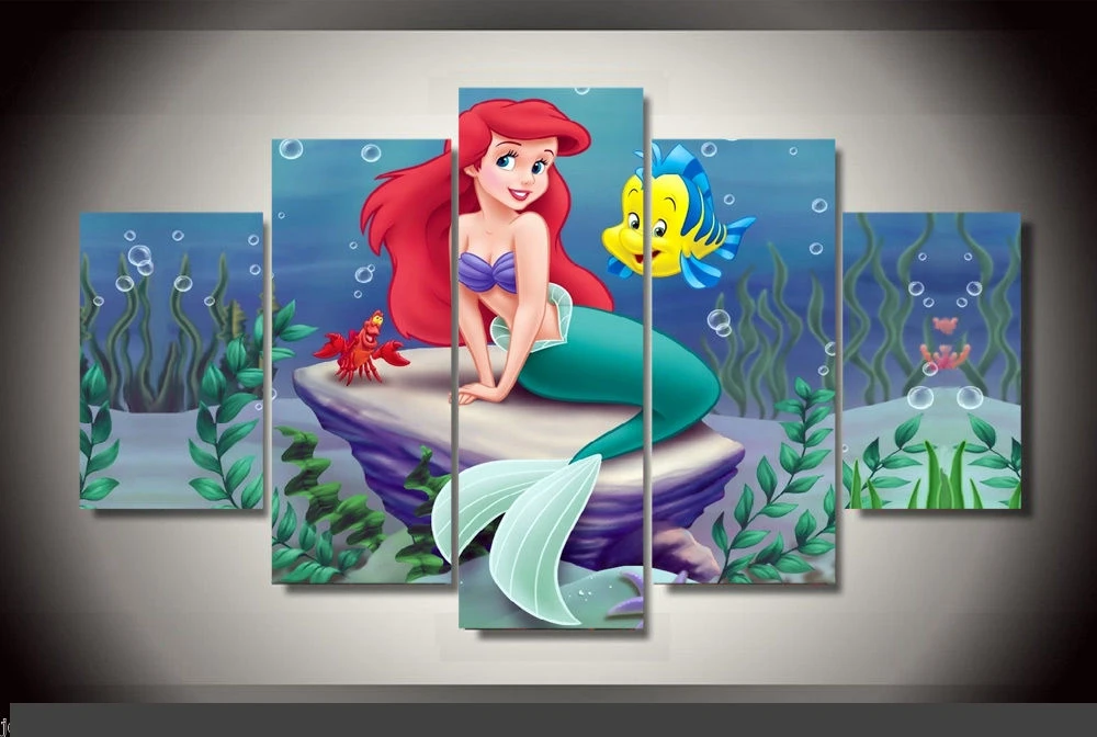

Modern Indoor Decor Original H8The Little Mermaid movie print canvas poster decoration print canvas 5 pieces