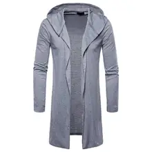 Мужской плащ, новинка, мужской уличный спортивный однотонный плащ с капюшоном, уличная одежда, Кардиган с длинным рукавом, верхняя одежда, пальто, chaqueta hombre