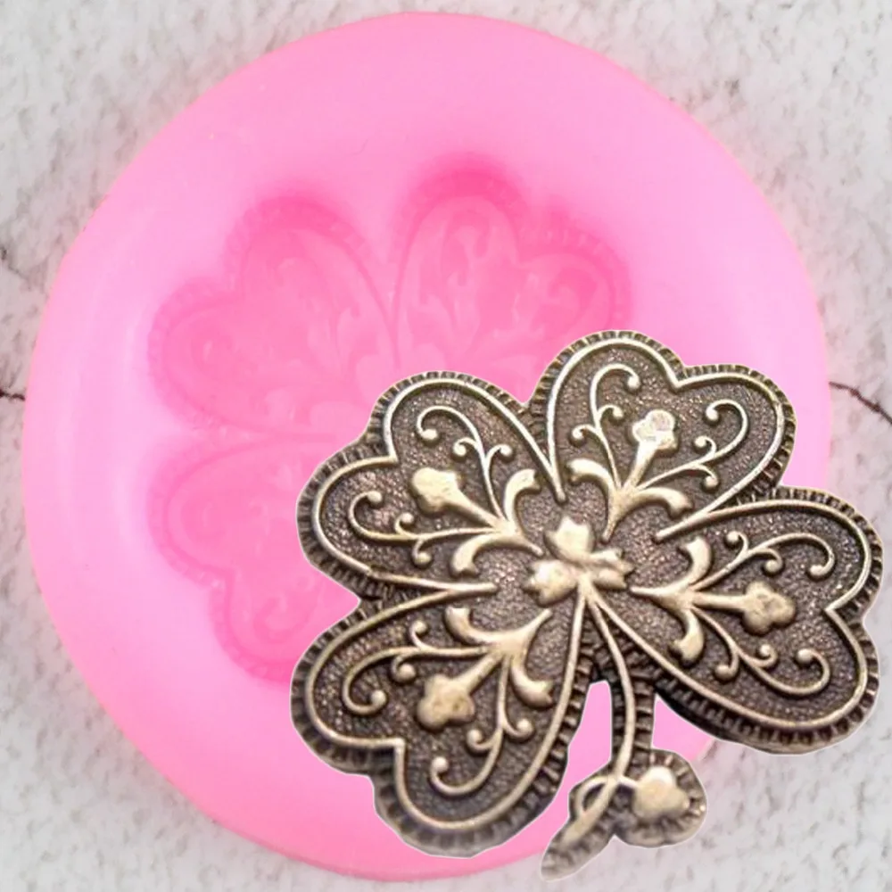 

3D Flower Border Silicone Mold DIY Lace Clover Cupcake Topper Fondant Cake Decorating Tools Candy Clay Chocolate Gumpaste Mould