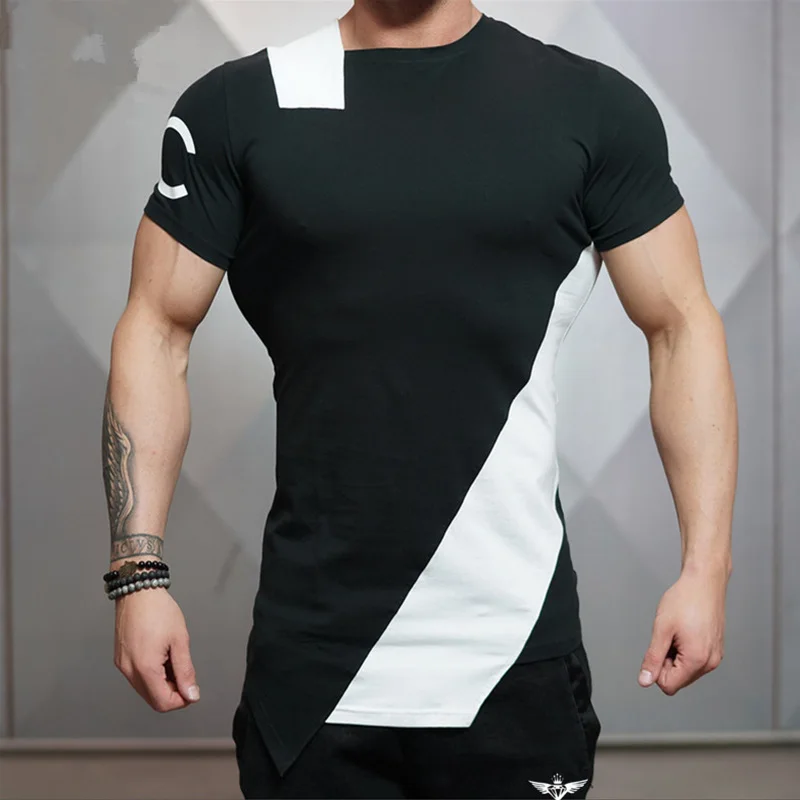 Летняя футболка-Стрингер для тренажерных залов, бодиинженеров стадиона, акулы, Мужская футболка с коротким рукавом для бодибилдинга и фитнеса - Цвет: DC black