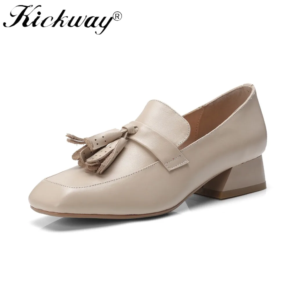 Women Leather Tassel Shoes Genuine Leather Shoes Women Heels Square Toe Elegant Tassel shoes women Black Nude Thick Heel Shoes Women Leather Tassel Shoes Genuine Leather Shoes Women Heels Square Toe Elegant Tassel shoes women Black Nude Thick Heel Shoes