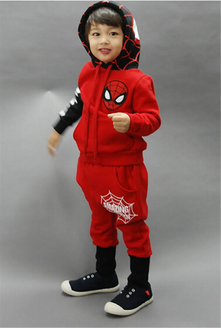 KEAIYOUHUO/детская одежда г., осенне-зимний комплект одежды для мальчиков, толстовка с символикой Человека-паука+ штаны, детский спортивный костюм из 2 предметов для мальчиков, спортивный костюм