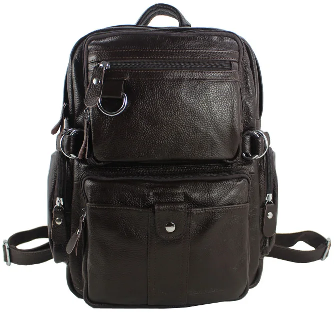 New 2016 Fashion Men's Genuine Leather Backpack Men School Backpack Bag