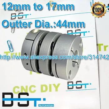 

BSTMOTION Double disk coupler 12 x 17mm aluminum 12mm to 17mm Disc coupling OD44mm 8.7N.m