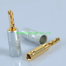 10pcs Copper Audio Banana Speaker 24K gold plated HIFI Cable Plug Connector hifi audio one pair 8ag occ silver plated audio hifi speaker cable speaker wires 2 to 2 with y spade connector
