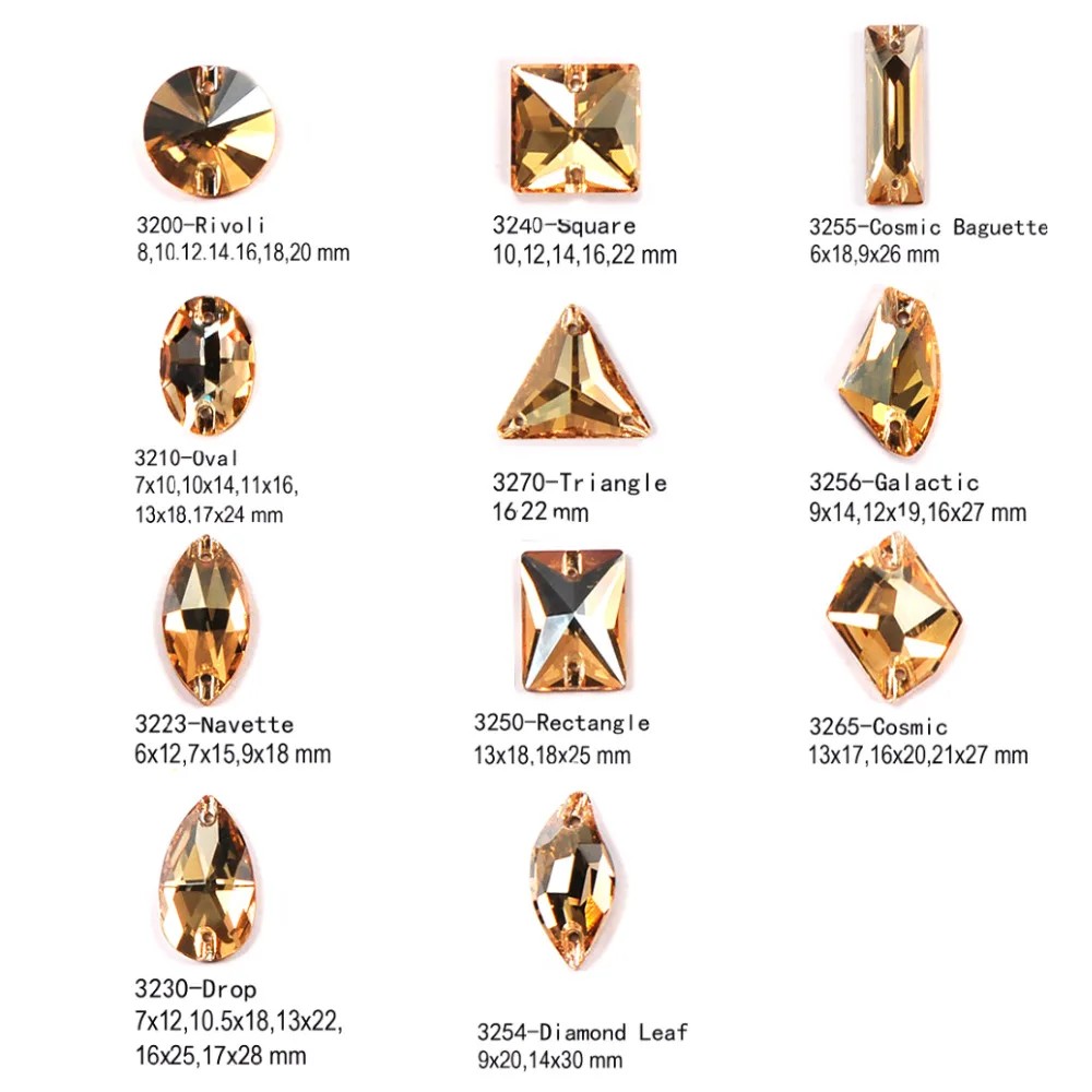 

Golden shadow Sew-on Rhinestones Glass Crystal Stone Sewing Embroidery Clothes Accessories Stones For DIY Wedding Dress Decor