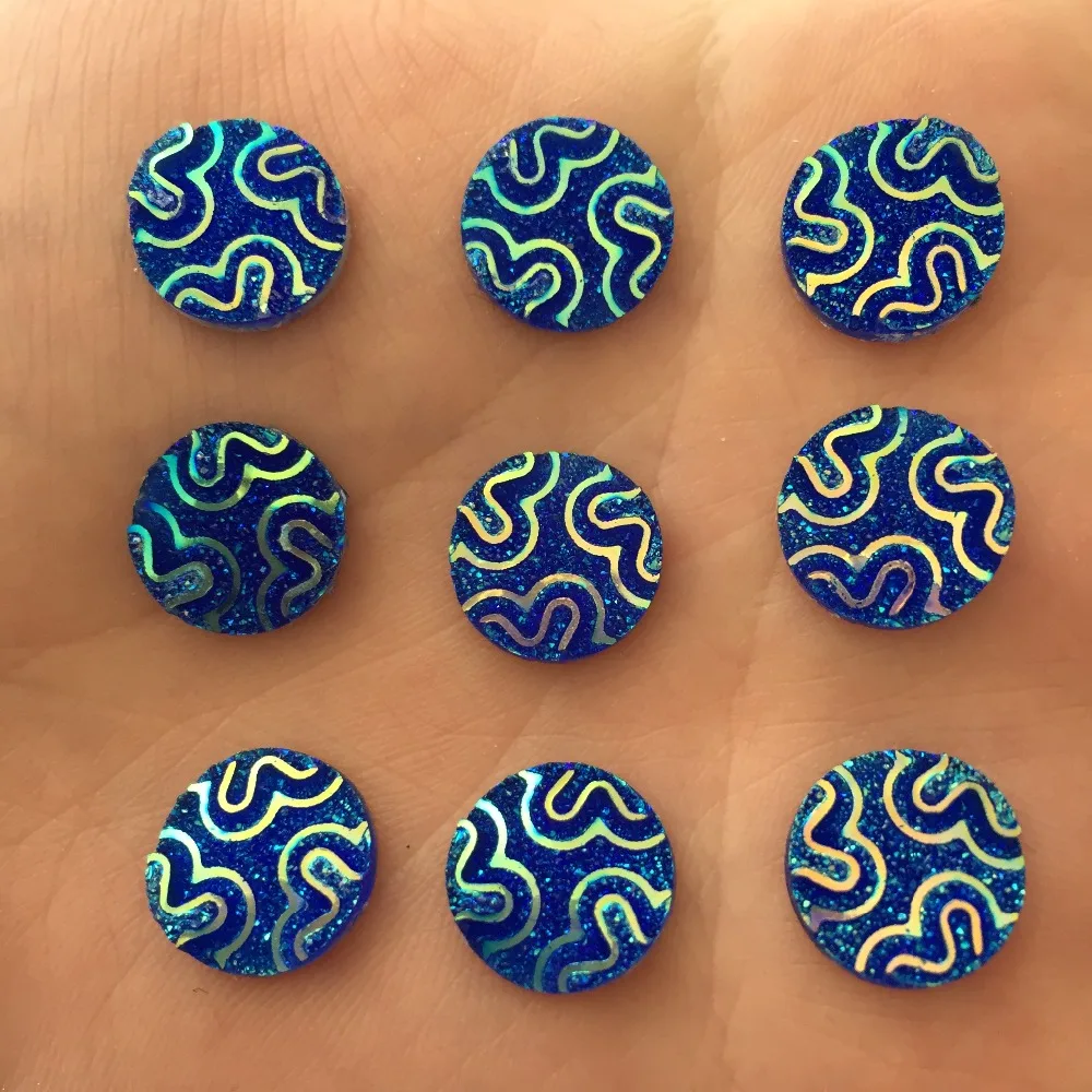 

DIY 60pcs 12mm AB round Resin Flatback buttons wedding crafts /blue D762*2