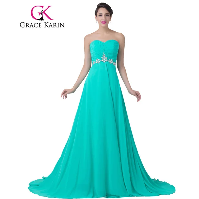 Turqouise Floor Length Chifon Dress
