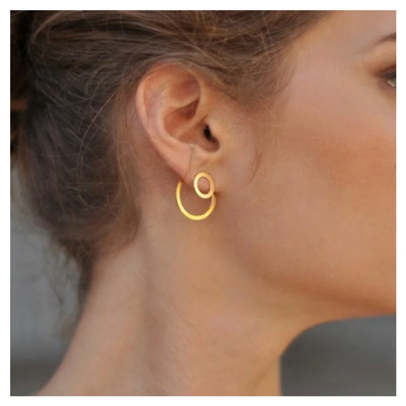 Новая мода, золотые серьги в форме звезды, Луны, простое кольцо для ушей, этнические ювелирные изделия, подарок, Кристальные круглые геометрические серьги для женщин, бижутерия - Окраска металла: KWZJ0707