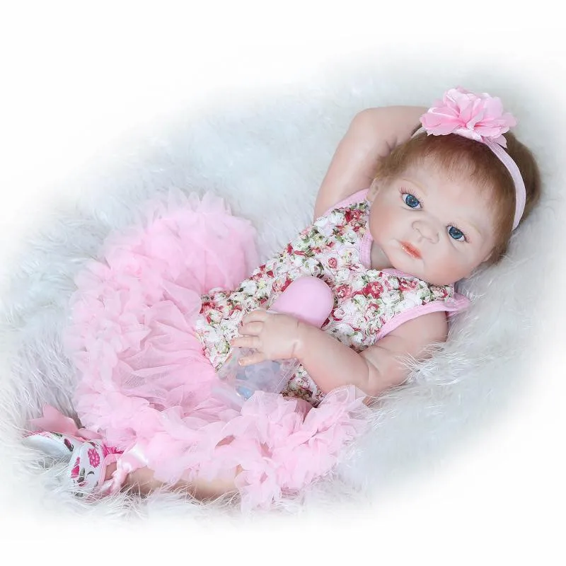 55 60CM Handmade Silicone Reborn Girl Baby Dolls Real Looking Lifelike Newborn Babies Toys For Girls