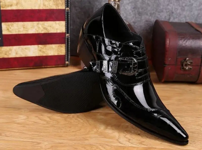 New Fashion Men's Leather Shoes Pointed Toe Lace Up Wedding Shoes British Barbe 