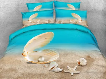 

Beautiful Ocean and Beach bed sheets set 4 pieces single size duvet covers 6pcs Queen super King bedding sets full bedclothes