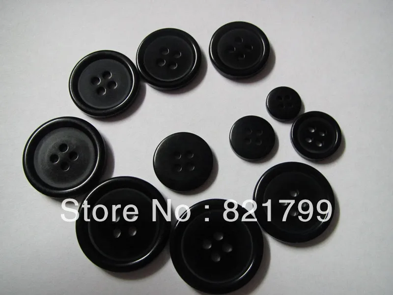 

44L black resin button for garment 4 holes button black ployster button whosale