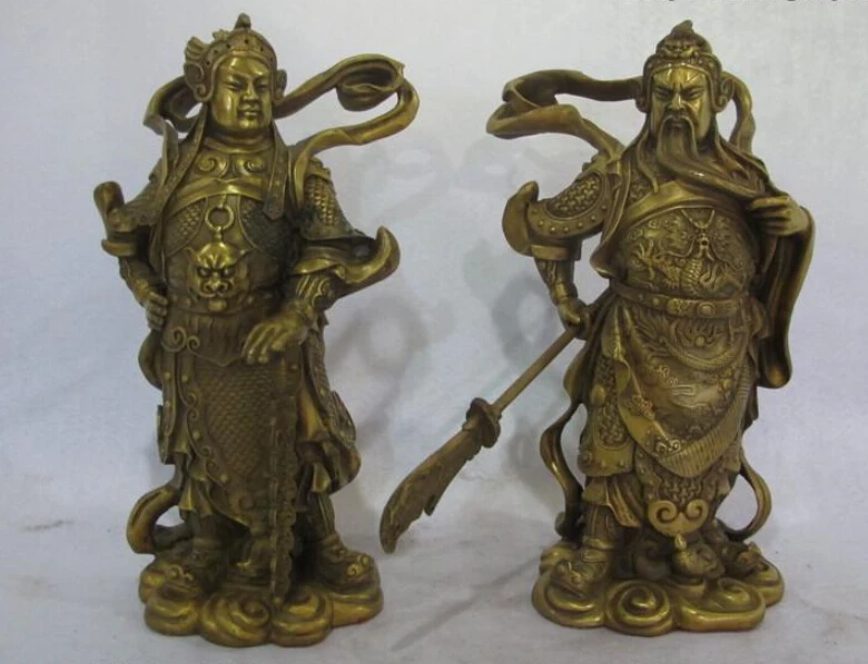 

Chinese Pure Brass Copper Famous Guan Gong WeiTuo Mars Warrior God Set Pair