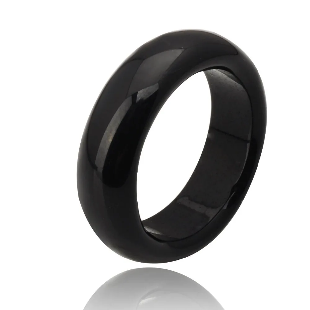 Hot Sale high quality Natural black Agate jade Crystal jewelry engagement wedding rings for women and men Love gifts bijoux