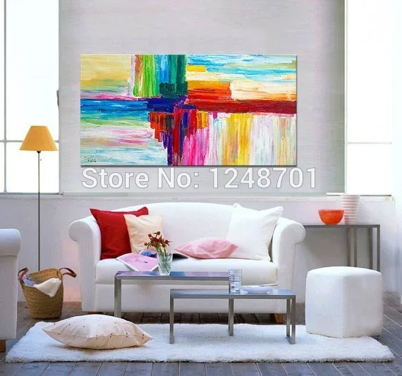 

Large Painting Abstract Oil painting Modern design decor colorful stripes on gallery wrap canvas