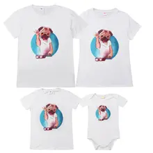 Г. Летняя одинаковая футболка для семейного отдыха с милым принтом собаки из мультфильма для мамы, мамы, папы, ребенка, стиль, тканевый Топ