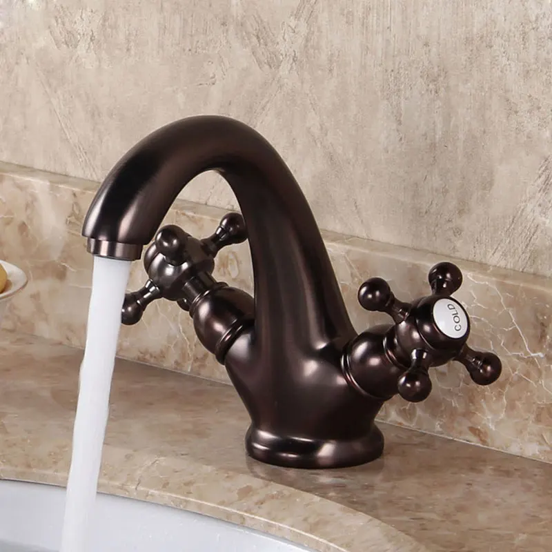 

Double handle All copper faucet The basin that wash a face wash basin basin puckering archaize of hot and cold water tap
