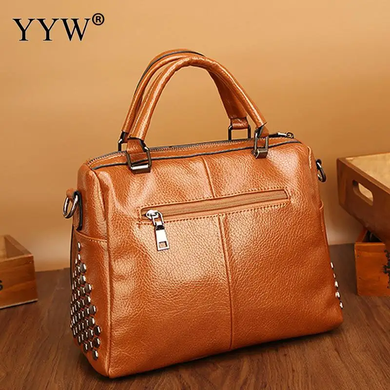 Brown Pu Leather Womens&#39;Pouch Handbag Female Casual Tote Bag Office Vintage Large Capacity ...