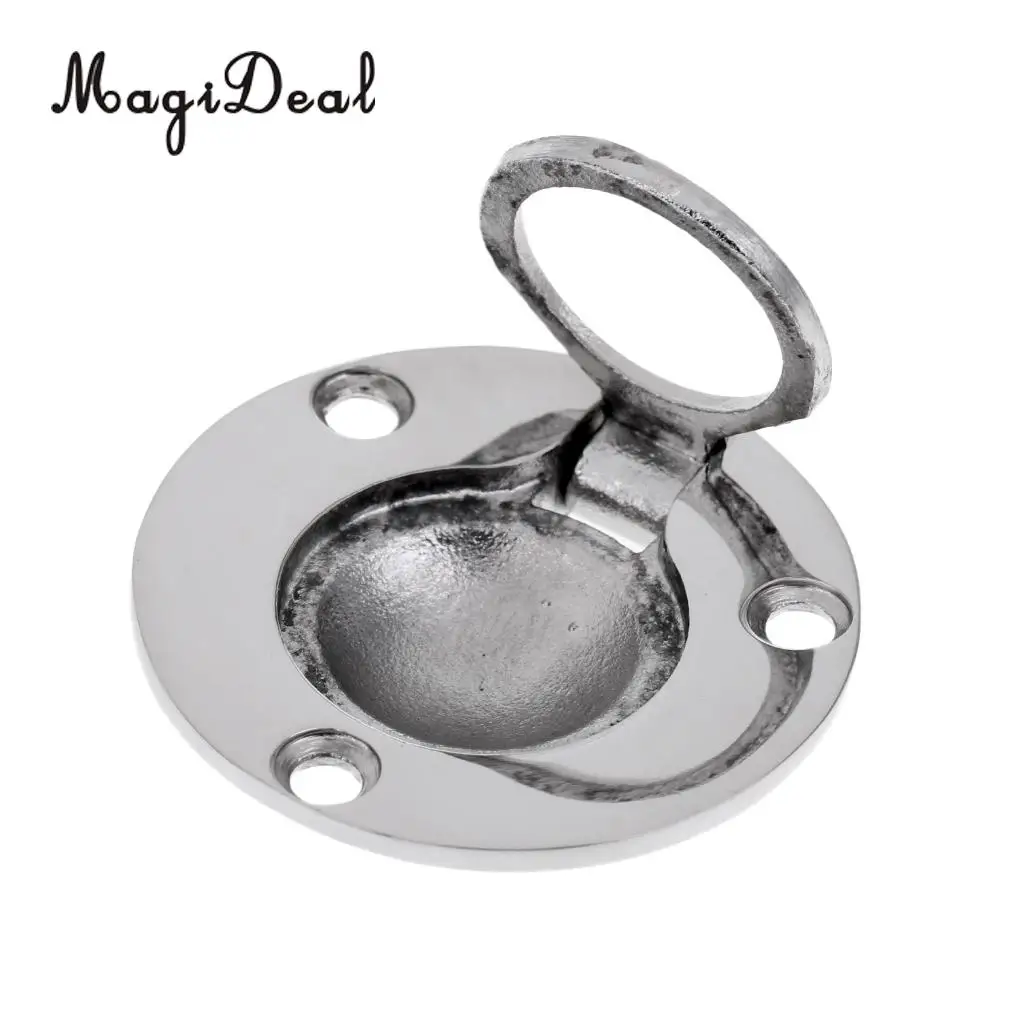 4 Pieces Boat Marine Stainless Steel Round Flush Mount Lift Lifting Ring Deck Hatch Pull Handle 49mm for Water Sports Accessory