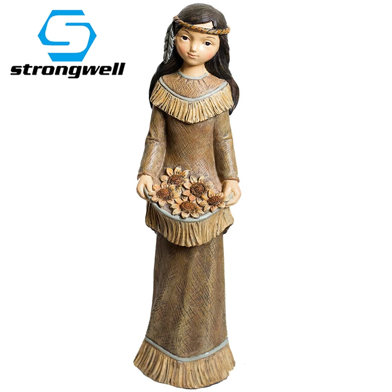 

Strongwell Creative Indian Girl Resin Craft Doll Ornament Decoration Accessories Figurine Home Room Decor Birthday Gift Kids Toy