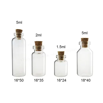 

Hot Sale!! 1.5ml 2ml 5ml Tiny Small Empty Clear Cork Glass Wish Bottles Vials For Wedding Holiday Decoration Gift Storage 100pcs