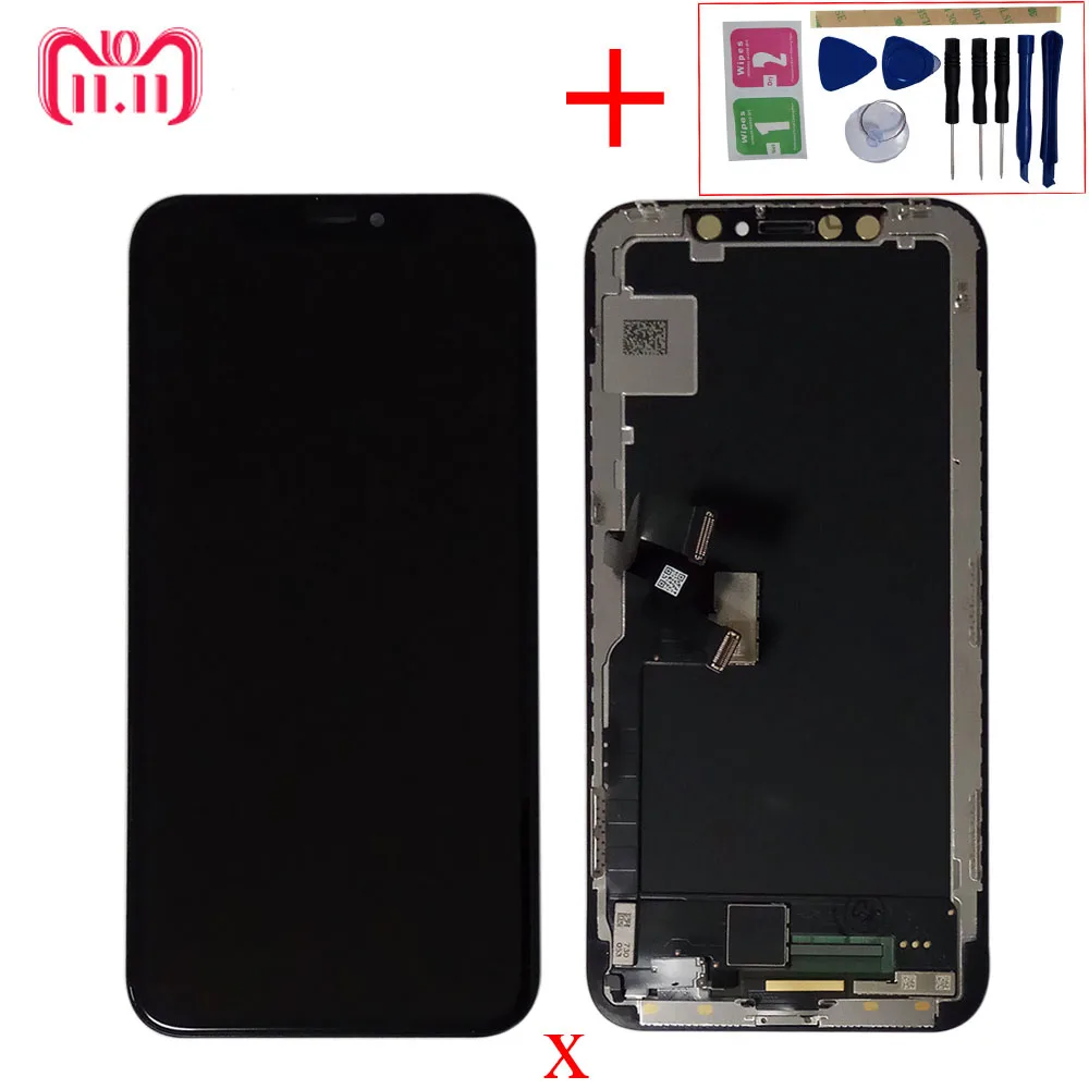 

High screen LCD Display For iPhone X LCD Touch Screen front Glass Panel Pantalla Digitizer Assembly Replacement With Frame+Tools