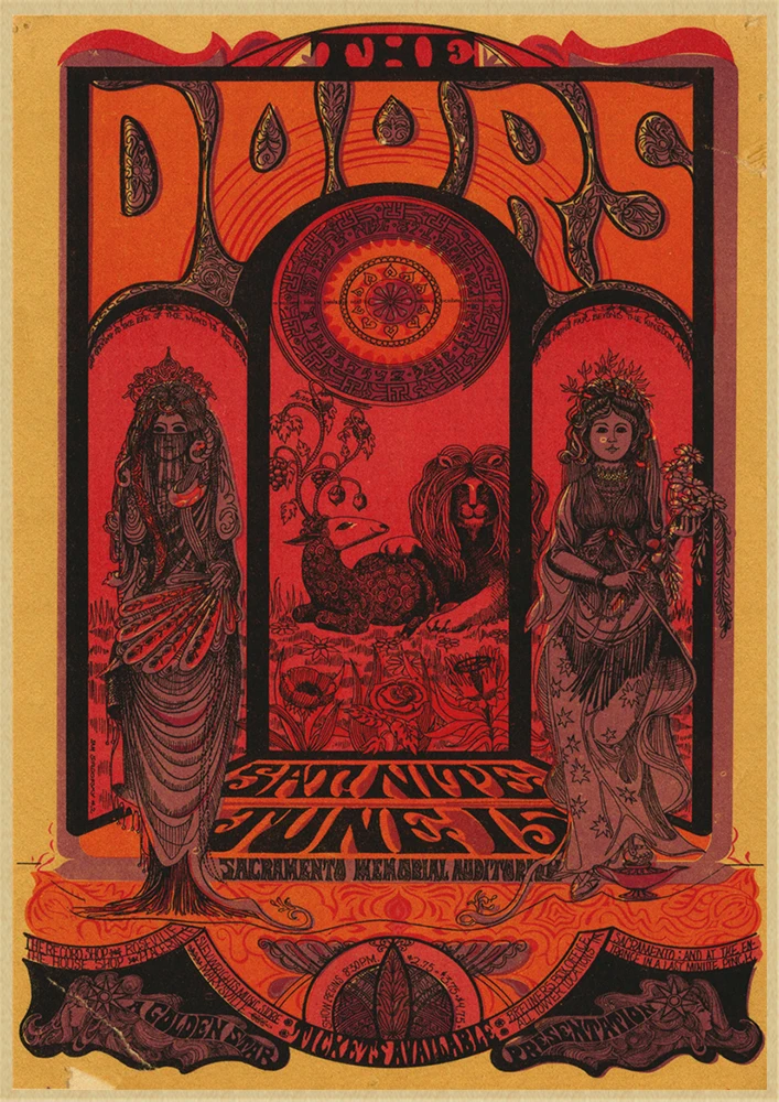 Винтаж Ретро Рок-Группа Музыка двери Jim Morrison матовая крафт-бумага плакат стены стикеры домашний декор - Color: violet