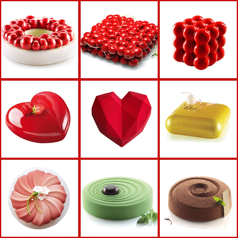 

3D Cake Decorating Mold Silicone Molds Baking Tools For Heart Round Cakes Chocolate Brownie Mousse Make Dessert Pan