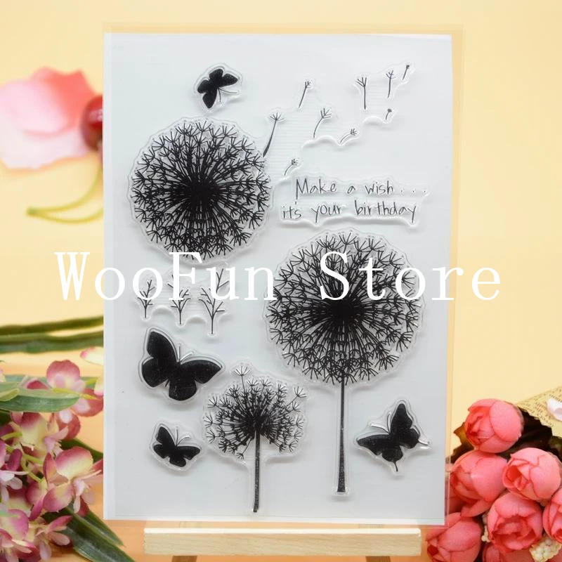 

Dandelion Rubber Clear Stamp for Card Making Decoration and Scrampbooking Happy birthday Clear stamp