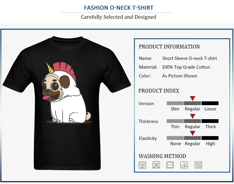 Tops & Tees Unicorn pug dog Father Day 2018 Newest Gift Short Sleeve 100% Cotton Round Collar Man T Shirt Gift Sweatshirts Unicorn pug dog