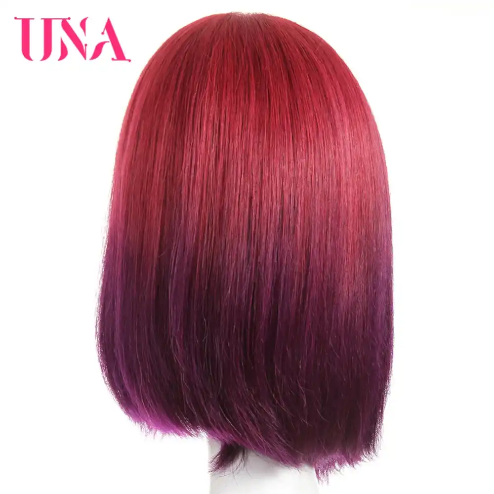 UNA бразильские прямые человеческие волосы парик 12 &quot половина связанные руки не