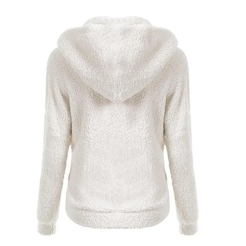 remarkable  Women Solid Color Coat Thicken Soft Fleece Winter Autumn Warm Jacket Hooded Zipper Overcoat Female 