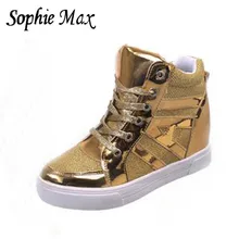 Софи Макс Осень Зима Новое поступление невидимые увеличивающие рост высокие женские туфли на шнуровке 950023