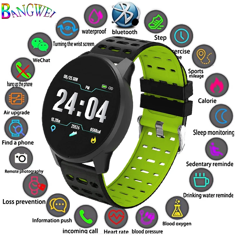 

BANGWEI Fitness Smart Digital Watch Blood Pressure Heart Rate Sports Smart Tracker Pedometer Bluetooth Watch relogio inteligente